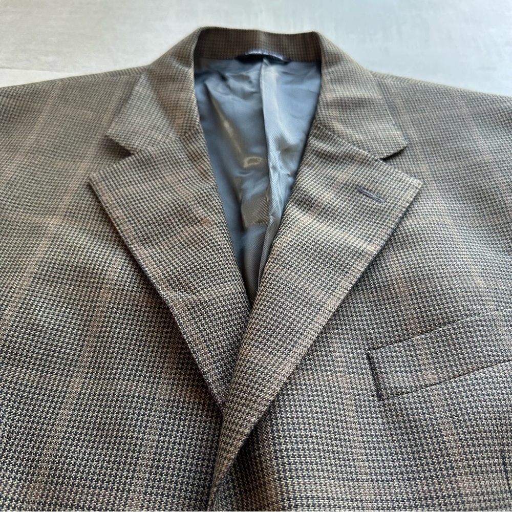 GIAN LUCA by ISAIA Tan and Brown Cashmere Blend Houndstooth Sports Coat - 44L